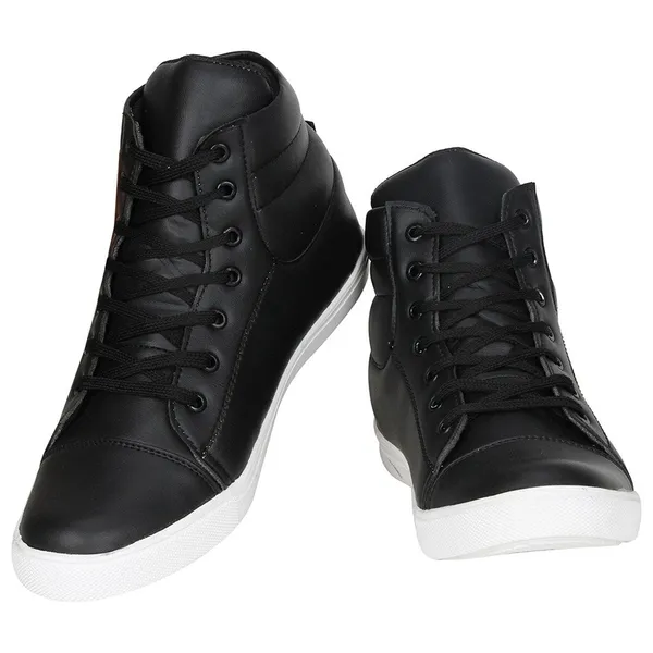 Black_Leatherette_And_Airmix_Lace_Ups_Sneakers_For_Men