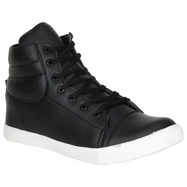 Black_Leatherette_And_Airmix_Lace_Ups_Sneakers_For_Men