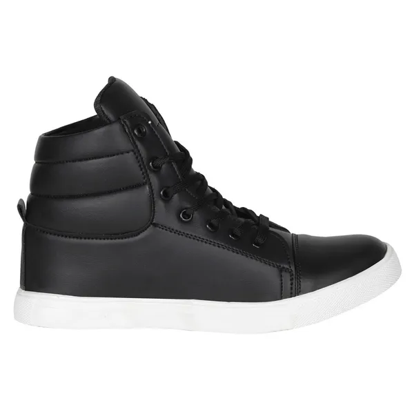 Black_Leatherette_And_Airmix_Lace_Ups_Sneakers_For_Men