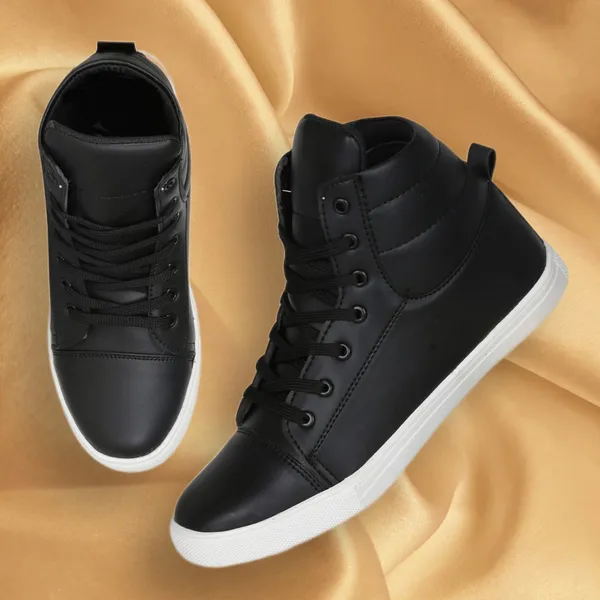 Black_Leatherette_And_Airmix_Lace_Ups_Sneakers_For_Men