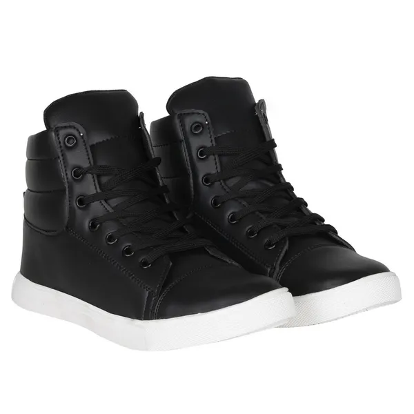 Black_Leatherette_And_Airmix_Lace_Ups_Sneakers_For_Men