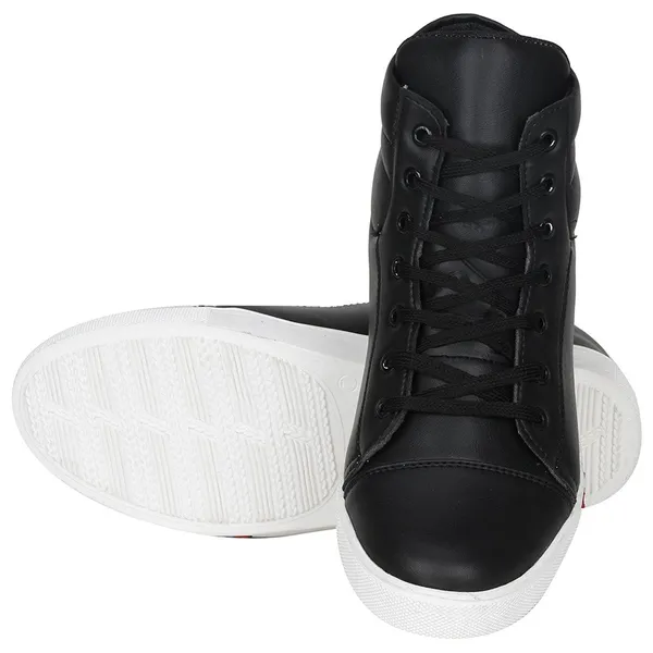 Black_Leatherette_And_Airmix_Lace_Ups_Sneakers_For_Men