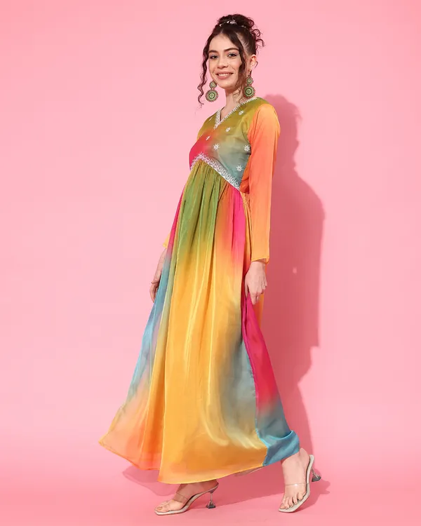 Multi_Coloured_Organza_Tie_&_Dye_Printed_Cording_Sequence_A_Line_Gown_With_Dupatta
