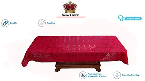 4_Seater_Dust_Proof_Polyester_Net_Fabric_Linen_Decor_Table_Cover_(60_x_40_Inches,_Maroon)