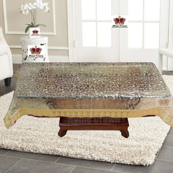 3D_Design_4_Seater_Waterproof_PVC_Center_Table_Cover_with_Golden_Lace_Design_(Clear)