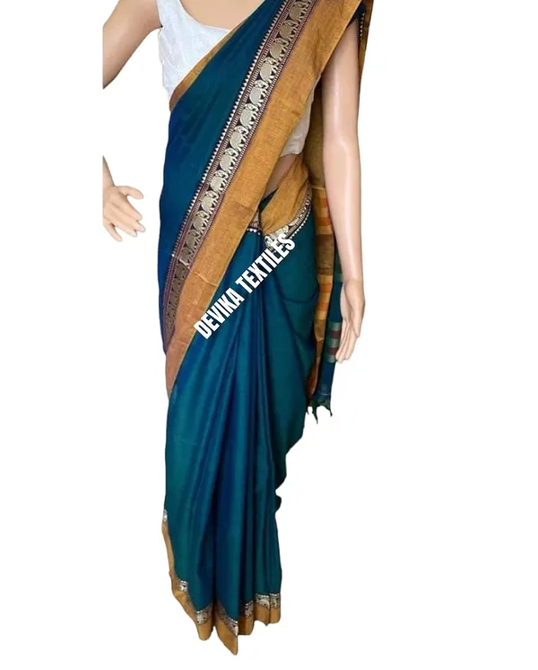 Elephant_Border_Traditional_Handloom_Pure_Mercerized_Cotton_Saree_With_Running_Blouse_Piece_(Rama)