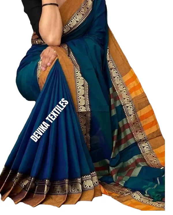 Elephant_Border_Traditional_Handloom_Pure_Mercerized_Cotton_Saree_With_Running_Blouse_Piece_(Rama)