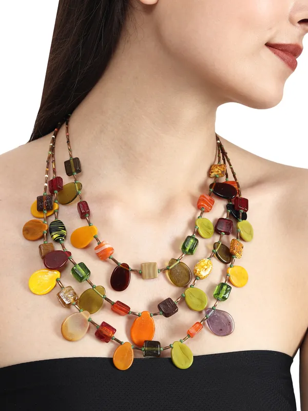 Black_&_Yellow_Shiny__Glass_Beaded_Necklace_For_Women