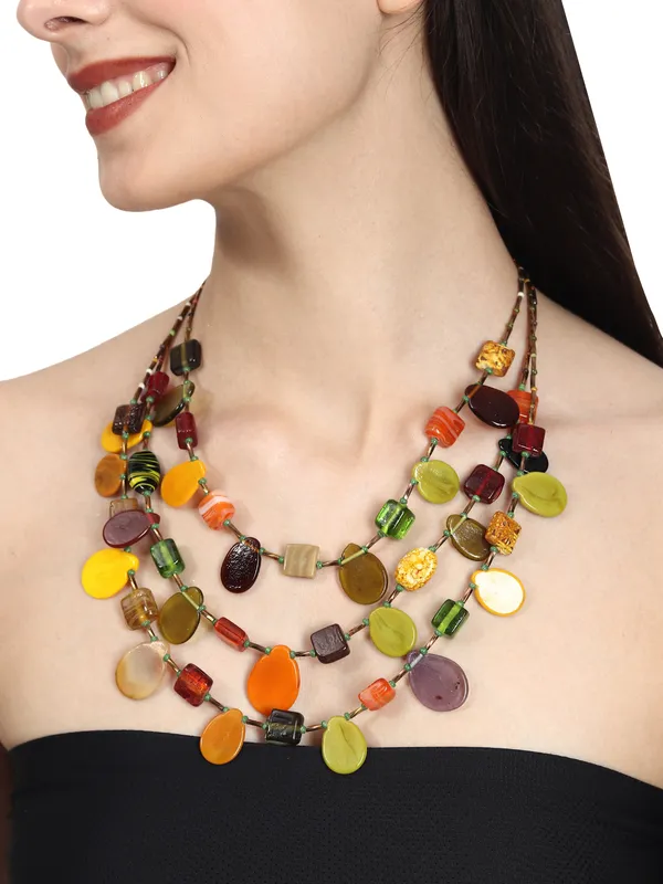 Black_&_Yellow_Shiny__Glass_Beaded_Necklace_For_Women