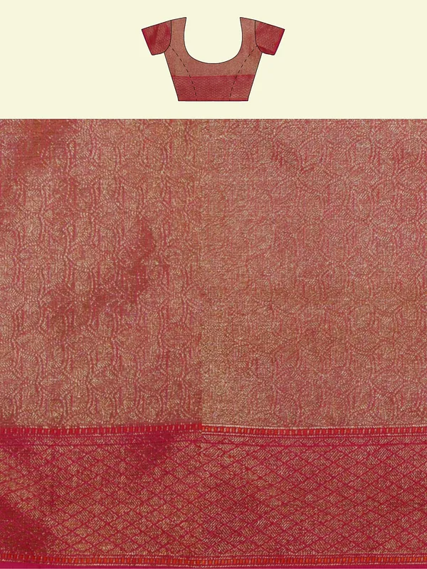 Peach_Cotton_Blend_Banarasi_Sarees_For_Women