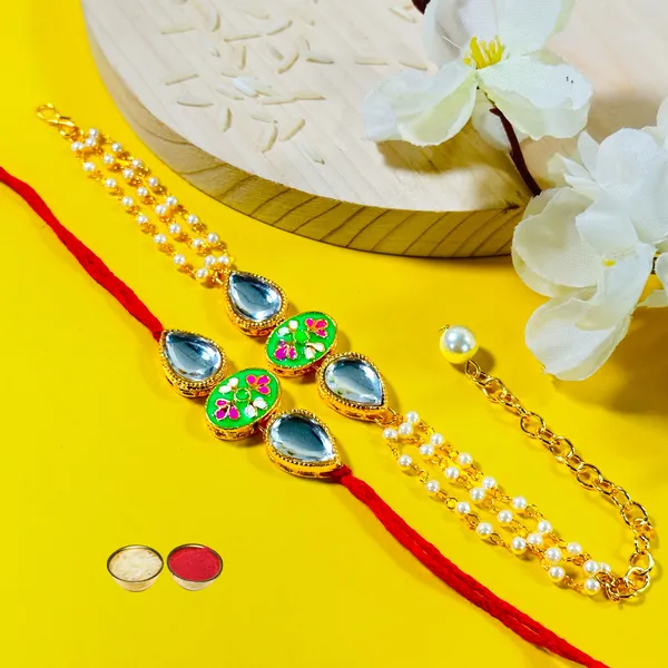 Dhivara_Designer_Bhaiya_Bhabhi_Rakhi_With_Roli_Chawal