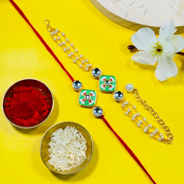 Dhivara_Designer_Bhaiya_Bhabhi_Rakhi_With_Roli_Chawal