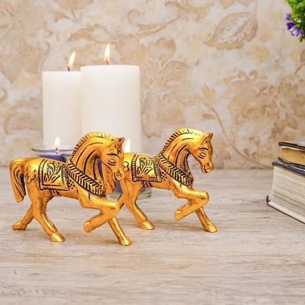 Gold_Metal_Horse_Set_Of_2_Statue_For_Good_Luck_Gift_Item_Home_Decor_Decorative_Showpiece