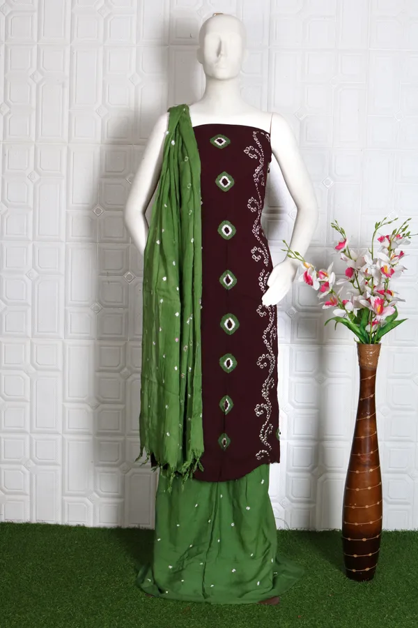 Divya_Pure_Rayon_Unstitched_Hand_Bandhej_Bandhani_Dress_Material_|_4.25_Meter_Top_&_Bottom_With_2_Meter_Dupatta