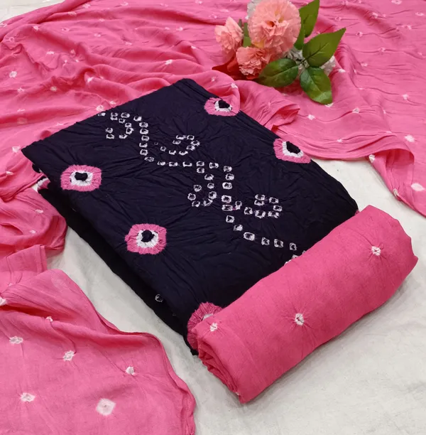 Divya_Pure_Rayon_Unstitched_Hand_Bandhej_Bandhani_Dress_Material_|_4.25_Meter_Top_&_Bottom_With_2_Meter_Dupatta