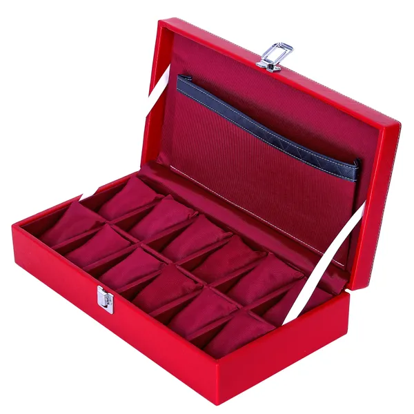 Watch_Box_Organizer_Holder_Jewelry_Accessories_Display_Storage_Case_Watch_Organiser_Collection_Box_12_Slots_In_PU_Leather_For_Men_Women_Barfi_Black_Red_Color