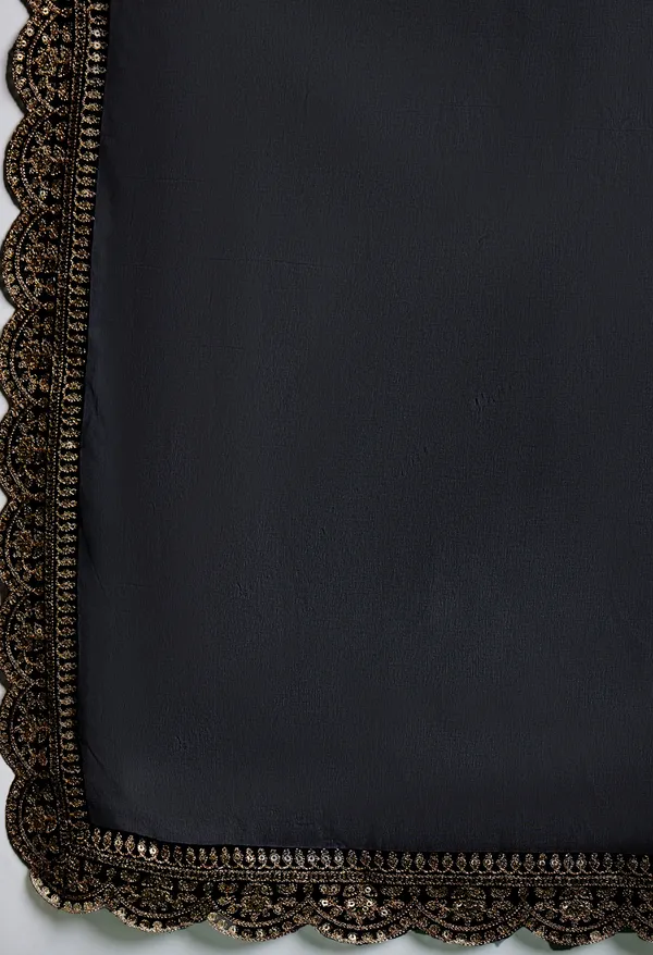 Black_Georgette_Zari_Sequence_Embroidered_Alia_Cut_Kurta_With_Solid_Flaired_Palazzo