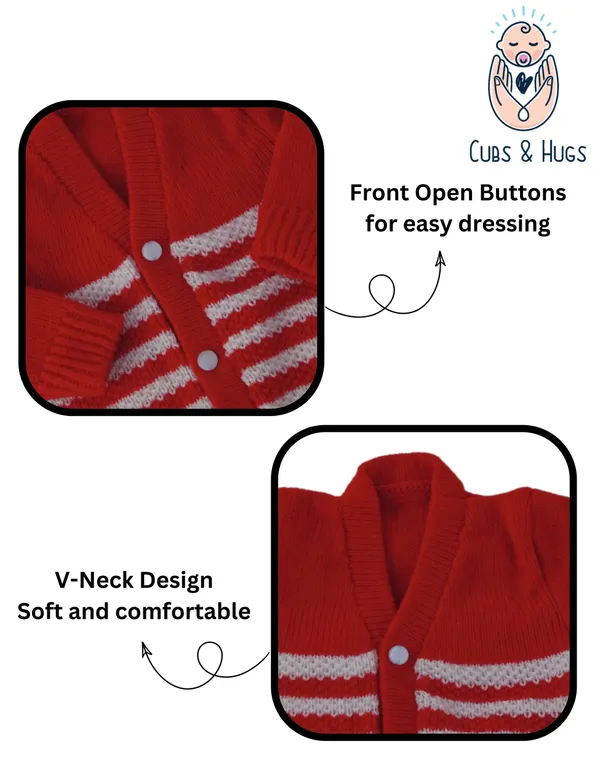 Red_Sweater_Front_Open_V_Neck_Stripe_Design_For_Baby