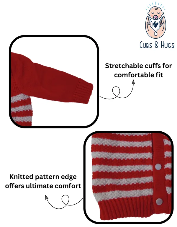 Red_Sweater_Front_Open_V_Neck_Stripe_Design_For_Baby