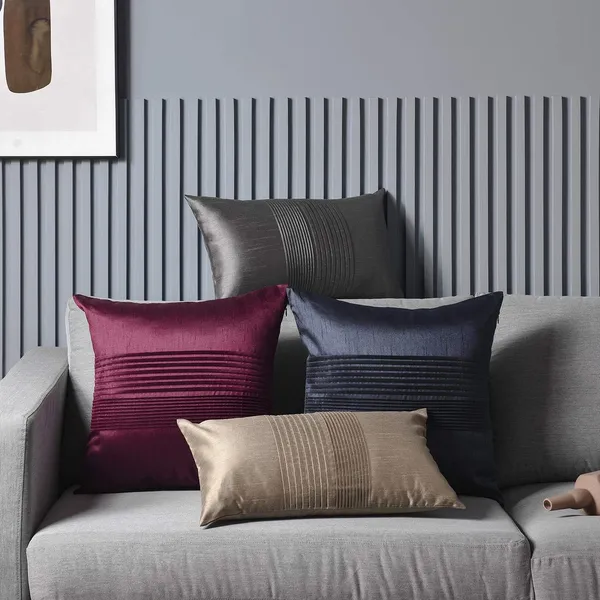 Pack_of_2_Pieces_Polysilk_Black_Pleated_Cushion_&_Pillow_Cover_for_Living_Room_and_Bedroom
