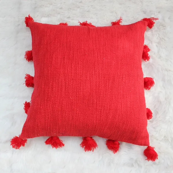 Pack_of_2_Piece_Cotton_Bright_Red_Marit_Tassel_Collection_Cushion_Cover_For_Living_Room_and_Bedroom