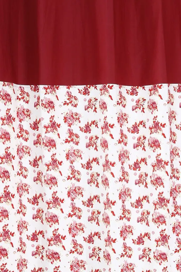 Pack_of_3_Cotton_Maroon_Rose_Printed_With_Plain_Eyelet_Curtain_Set_for_Window_and_Door