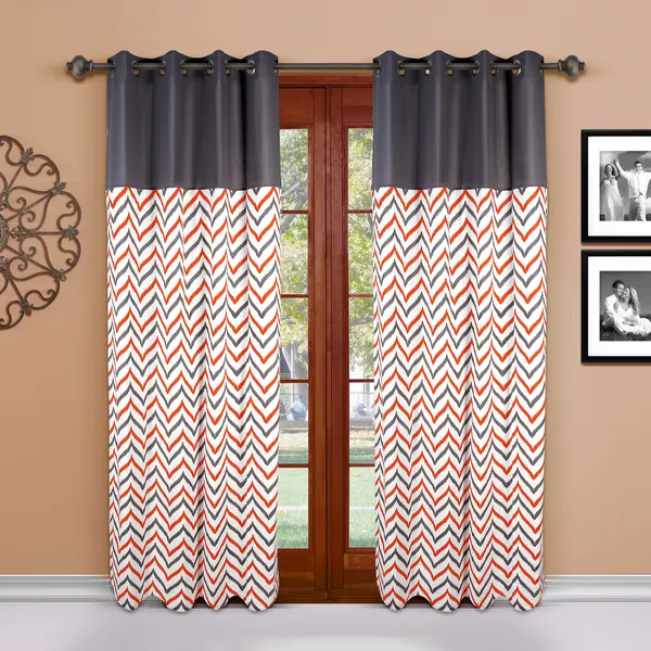 Pack_of_2_Cotton_Grey-Orange_Ikat_Chevron_Printed_Eyelet_Curtain_Set_for_Window_and_Door