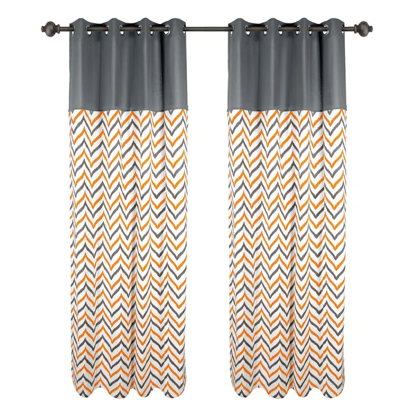 Pack_of_2_Cotton_Grey-Yellow_Ikat_Chevron_Printed_Eyelet_Curtain_Set_for_Window_and_Door