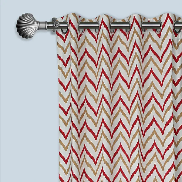 Pack_of_2_Cotton_Red_Double_Ikat_Chevron_Printed_Eyelet_Curtain_Set_for_Window_and_Door