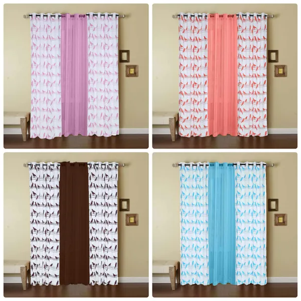 Pack_of_3_Cotton_Coral_Bird_Printed_With_Sheer_Eyelet_Curtain_Set_for_Window_and_Door