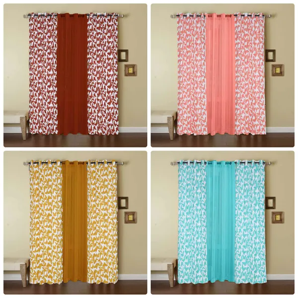 Pack_of_3_Cotton_Coral_Butterfly_Printed_With_Sheer_Eyelet_Curtain_Set_for_Window_and_Door