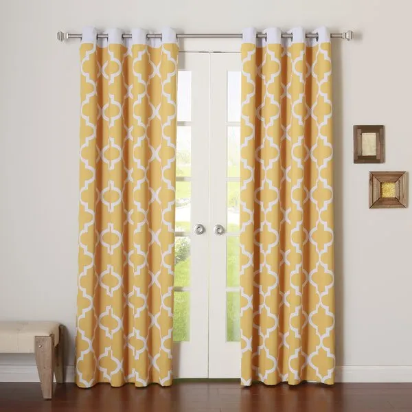 Pack_of_3_Cotton_Yellow_Ogee_Printed_With_Sheer_Eyelet_Curtain_Set_for_Window_and_Door