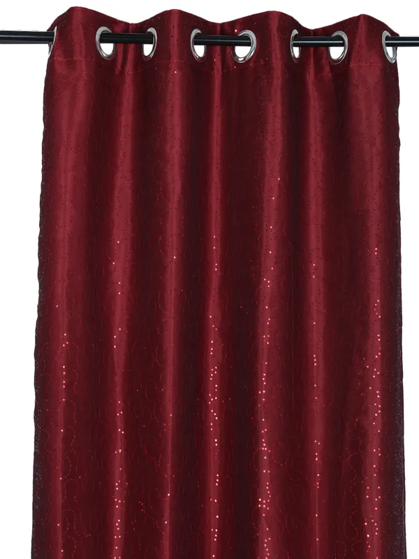 Pack_of_2_Polysilk_Maroon_Sheer_Soild_Combo._Eyelet_Curtain_Set_for_Window_and_Door