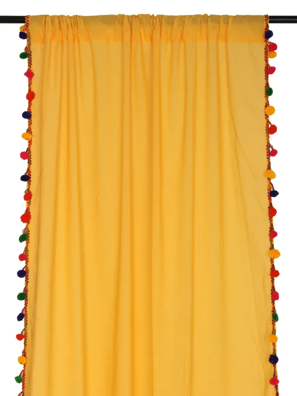 Pack_of_2_Cotton_Yellow_Sheer_Multicolor_Pompom_Rod_Pocket_Curtain_Set_for_Window_and_Door