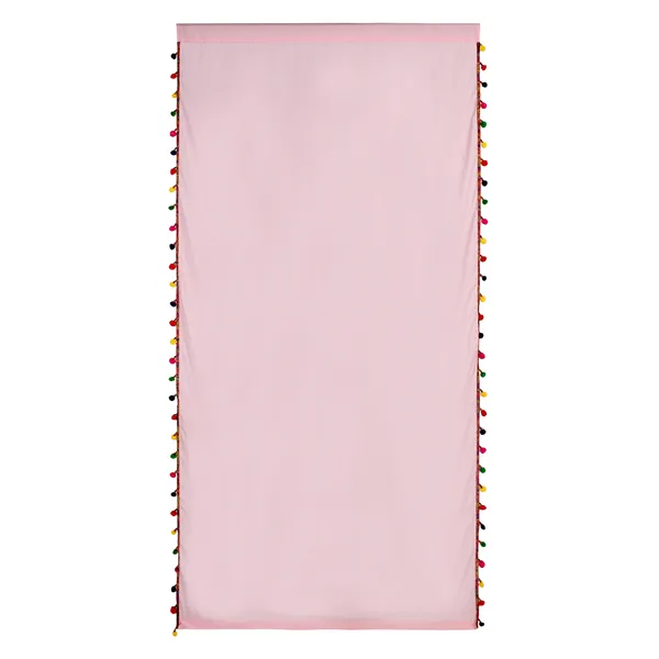 Pack_of_2_Cotton_Pink_Sheer_Multicolor_Pompom_Rod_Pocket_Curtain_Set_for_Window_and_Door