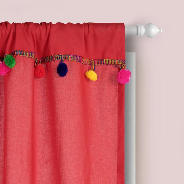 Pack_of_2_Cotton_Red_Sheer_Multicolor_Pompom_Rod_Pocket_Curtain_Set_for_Window_and_Door