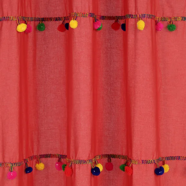 Pack_of_2_Cotton_Red_Sheer_Multicolor_Pompom_Rod_Pocket_Curtain_Set_for_Window_and_Door