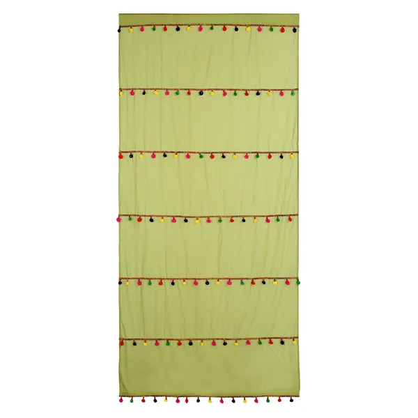 Pack_of_2_Cotton_Green_Sheer_Multicolor_Pompom_Rod_Pocket_Curtain_Set_for_Window_and_Door