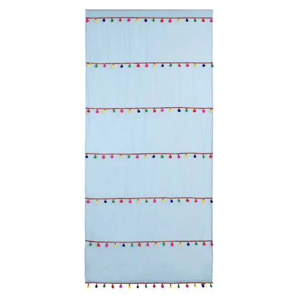 Pack_of_2_Cotton_Light_Blue_Sheer_Multicolor_Pompom_Rod_Pocket_Curtain_Set_for_Window_and_Door