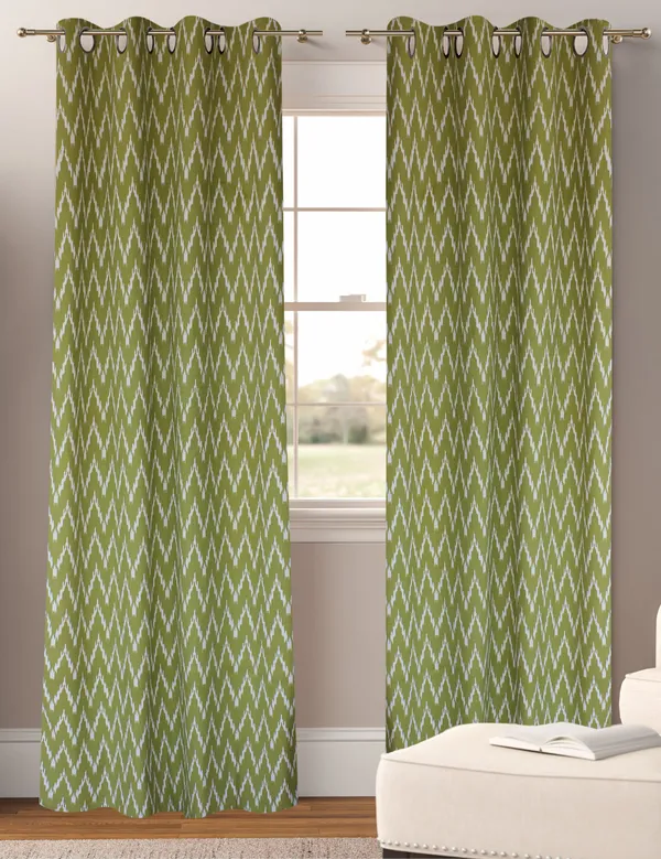 Pack_of_2_Cotton_Green_Waggle_Printed_Eyelet_Curtain_Set_for_Window_and_Door