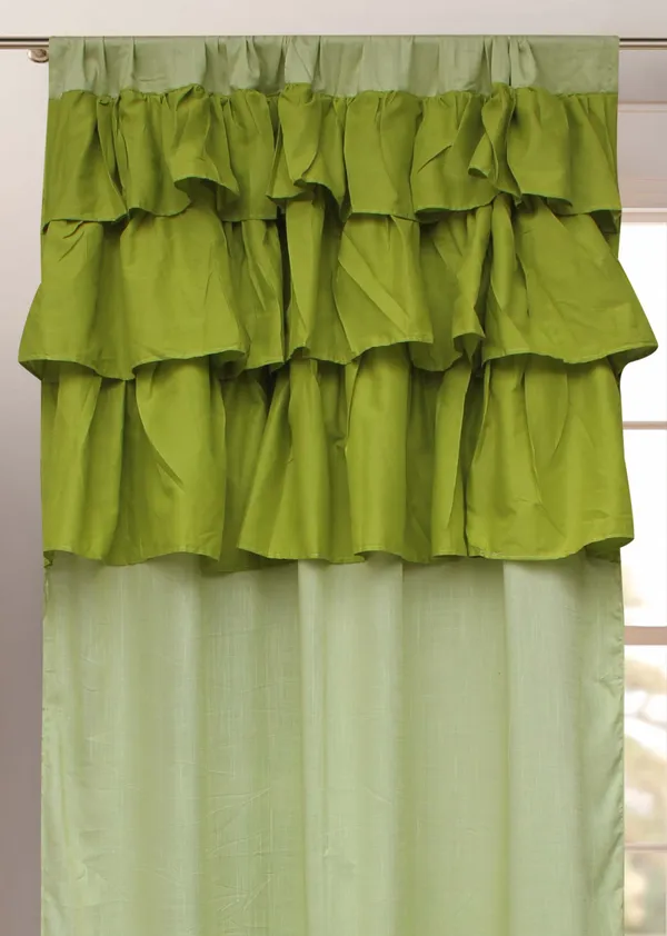 Pack_of_2_Cotton_Green_Colorful_Ruffle_Rod_Pocket_Curtain_Set_for_Window_and_Door