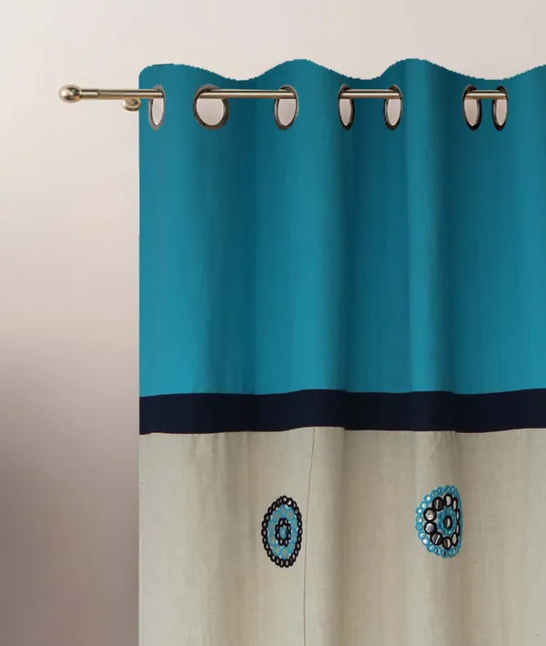 Pack_of_2_Cotton_Turquoise_Circular_Embroidery_Eyelet_Curtain_Set_for_Window_and_Door