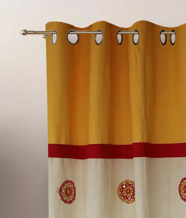 Pack_of_2_Cotton_Yellow_Circular_Embroidery_Eyelet_Curtain_Set_for_Window_and_Door