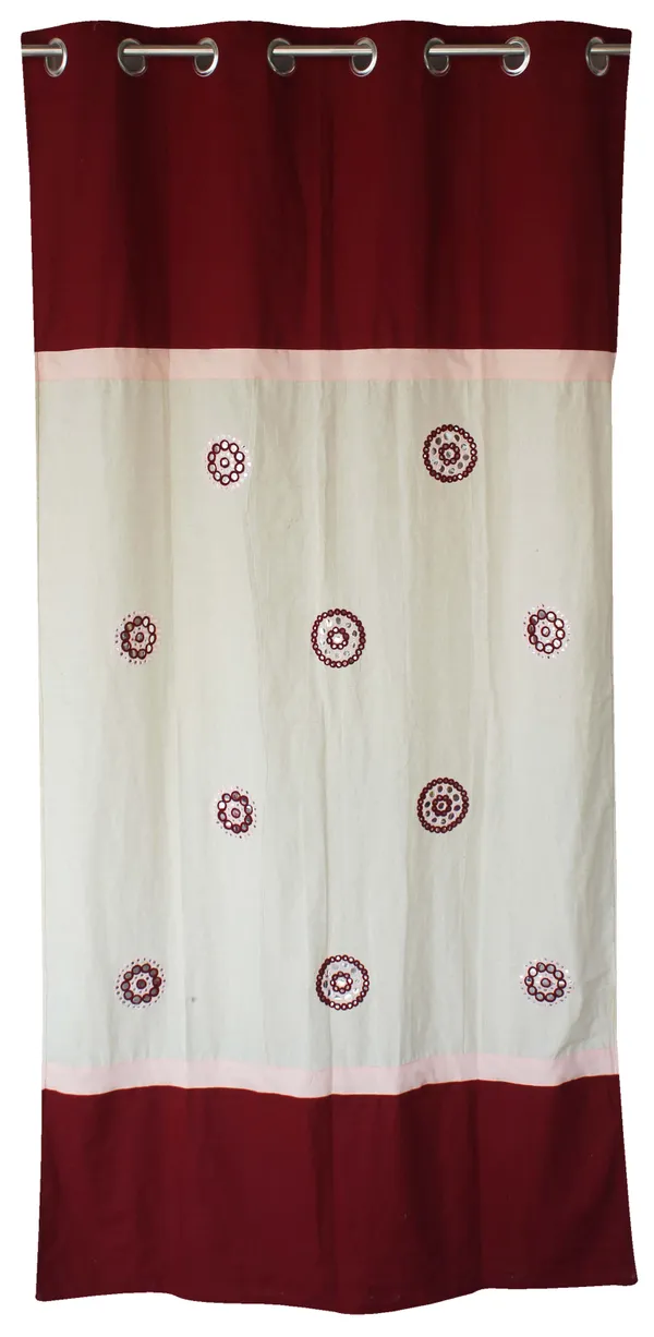 Pack_of_2_Cotton_Maroon_Circular_Embroidery_Eyelet_Curtain_Set_for_Window_and_Door