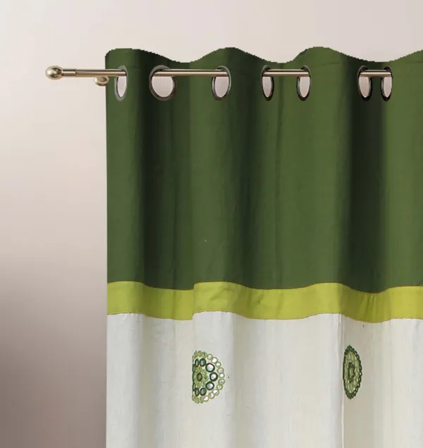 Pack_of_2_Cotton_Dark_Green_Circular_Embroidery_Eyelet_Curtain_Set_for_Window_and_Door