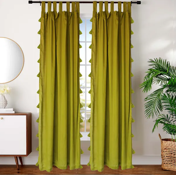 Pack_of_2_Cotton_Cotton_Green_Sheer_Summer_fun_Tassel_Tab_Top_Curtain_Set_for_Window_and_Door
