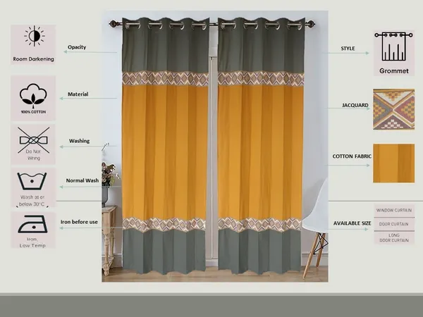 Pack_of_2_Cotton_Grey_Masturd_Arizona_ikatee_Collection_Curtain_Set_for_Window_and_Door
