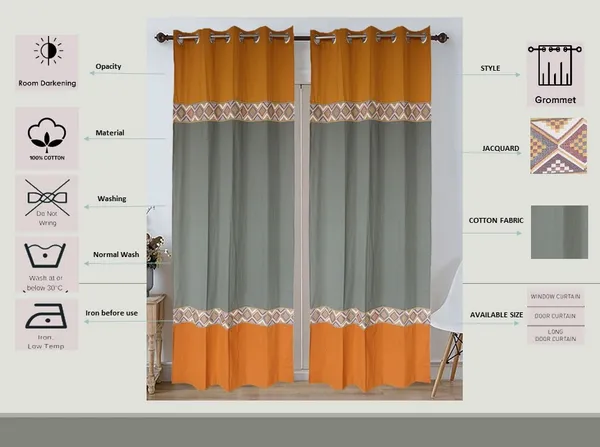 Pack_of_2_Cotton_Masturd_Grey_Arizona_ikatee_Collection_Curtain_Set_for_Window_and_Door