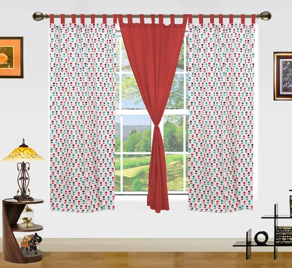 Pack_of_3_Cotton_Red_Mini_Flower_Printed_With_Plain_Tab_Top_Curtain_Set_for_Window_and_Door