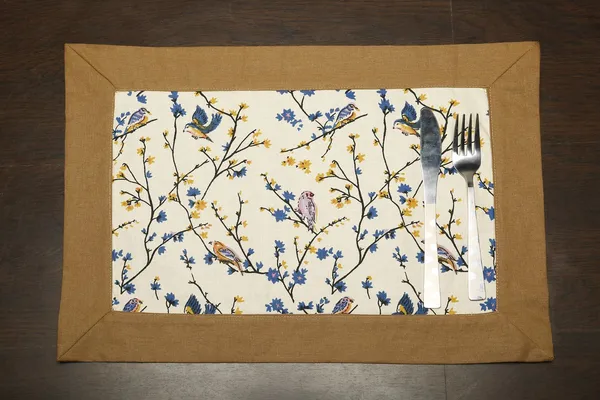 Pack_of_18_Pieces_Cotton_Beige_Bird_Printed_Place_Mat_With_Napkin_for_Dining_and_Center_Table